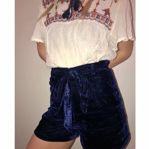 Velvet high waisted shorts